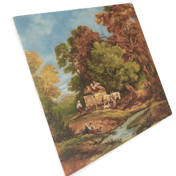 JC Van Hunnik Ceramic Art Tile Colonial Horse Farm Vtg 70s West Germany Country. - Picture 2 of 16